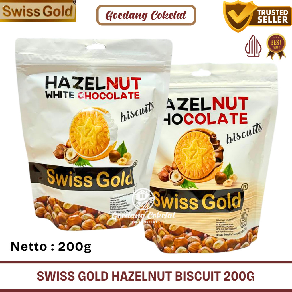 

Swiss Gold Hazelnut Biscuit Biskuit Hazelnut Milk White Chocolate 200g