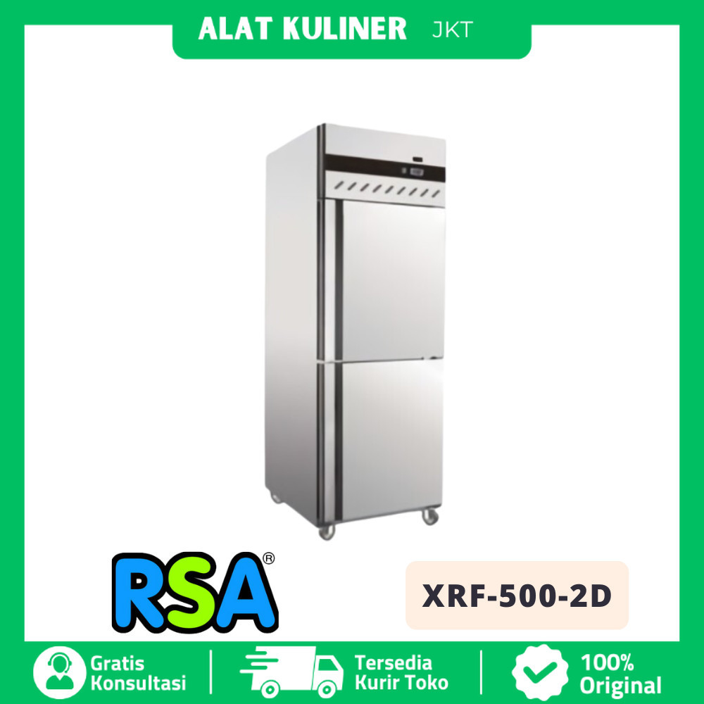 UPRIGHT FREEZER RSA XRF-500-2D FREEZER 2 PINTU STAINLESS ORIGINAL