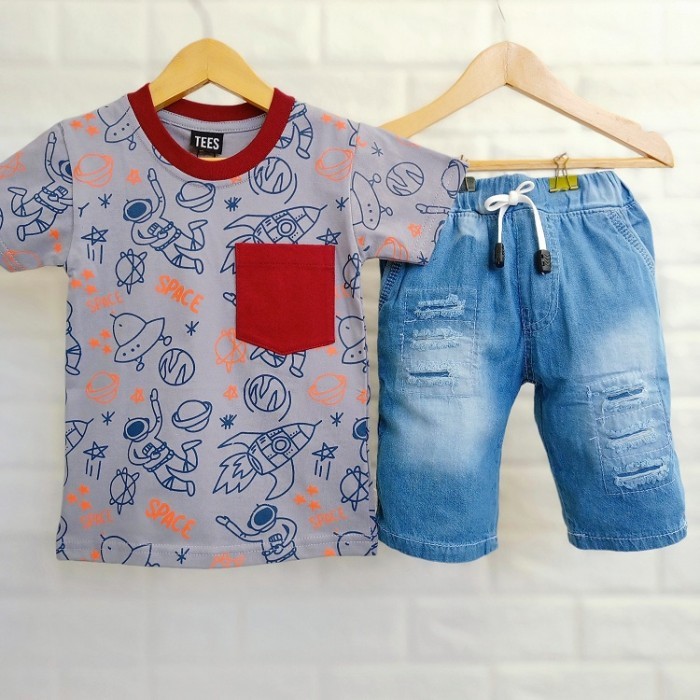 ✨LARIS✨ -SETELAN ANAK COWOK POCKET CELANA PENDEK DENIM 1-9 TAHUN BAJU ANAK LAKI - MOBIL POCK DNM, 1-