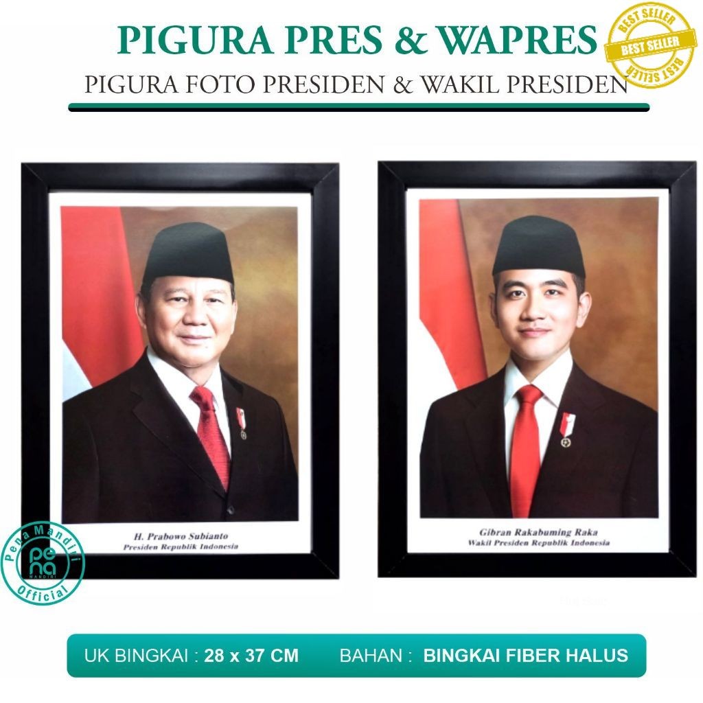 Foto Presiden, Wakil Presiden dan Lambang Garuda Ukuran F4 - Pigura Presiden, Wapres atau Garuda