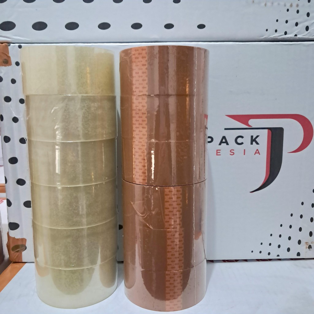 

Lakban Jago Pack Indonesia Ekonomis - Lakban Packing 45 x 90 Yard - Bening - Coklat - Campur
