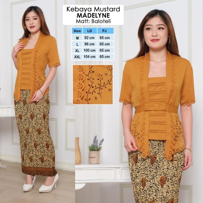 

✨LARIS✨ -Atasan Kebaya Encim Kutu Baru Madelyne Good Quality - MUSTARD, M