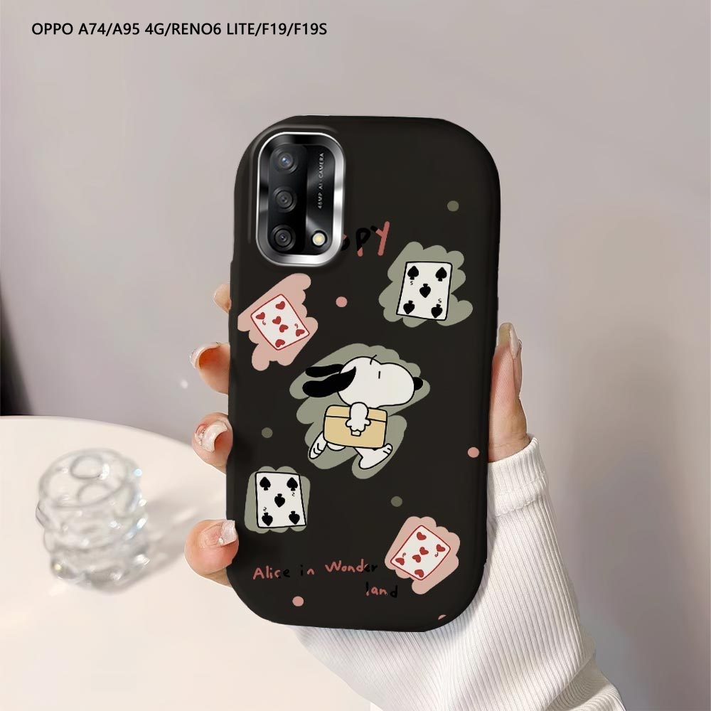 Softcase Untuk OPPO A94 A74 A54 A95 A55 Reno 5F Cartoon Snoopy Cards Back Cover Case Soft Original L