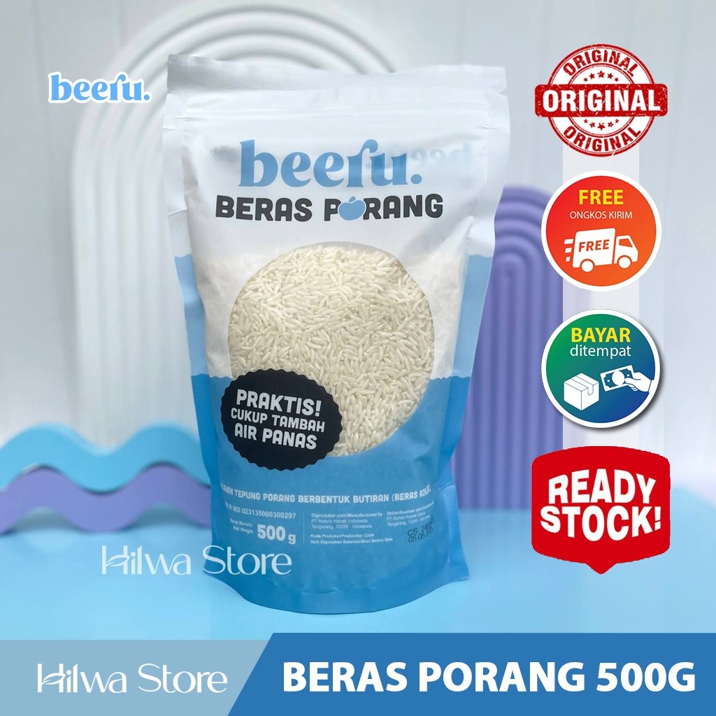 

BEERU BERAS PORANG POUCH 500GRAM - SHIRATAKI KONJAC RICE (BERAS DIET)