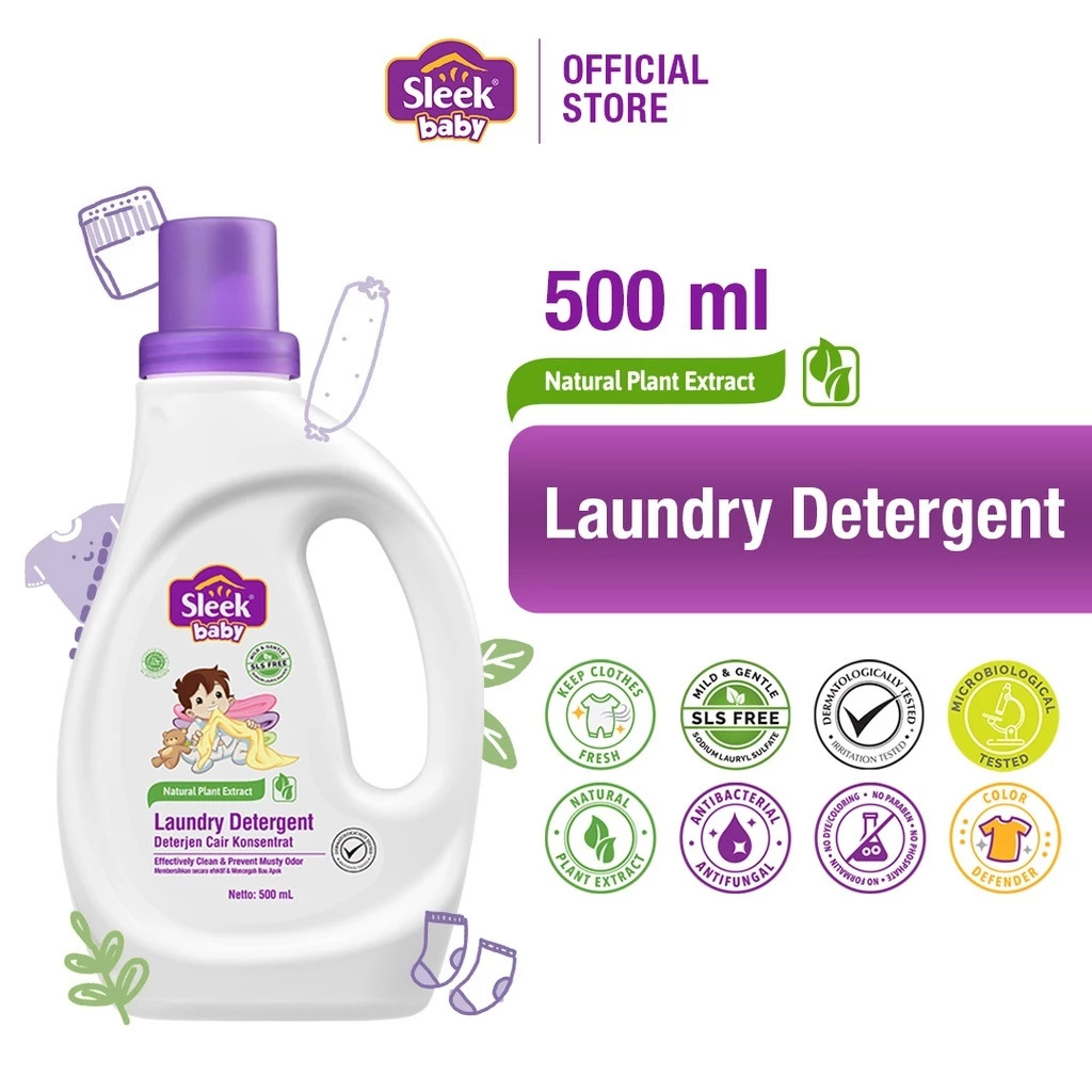 Sleek Baby Laundry Detergent 500ml botol  | Detergent Pakaian Bayi