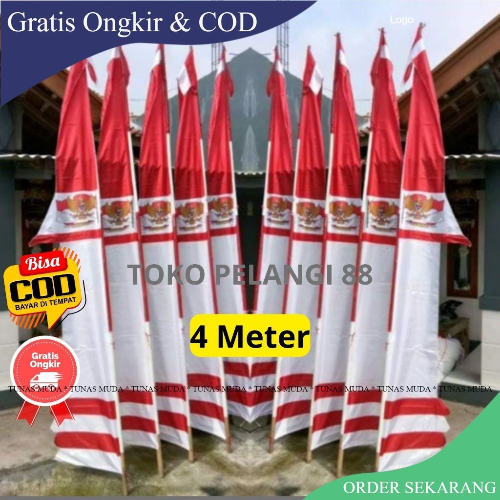 (COD) Umbul-umbul Layur Merah Putih 4Meter Layur Lurus Bendera Umbul-Umbul Warna Warni Garuda Panjan