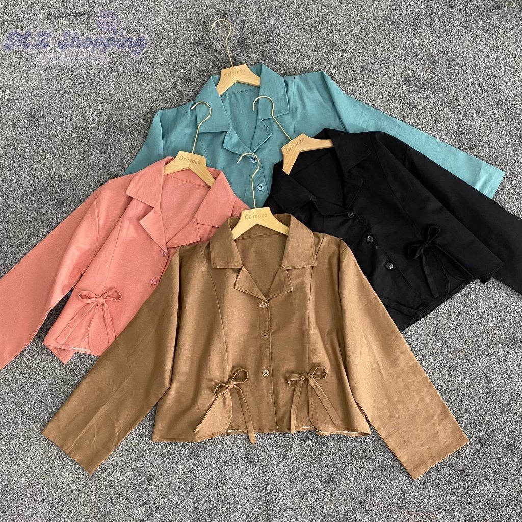 Mizuki Blouse Top Pita Bahan Linen Korean Style Kekinian