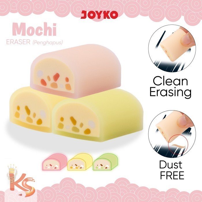 

(KS) Fancy Mochi Penghapus Pencil Tanpa kotoran / Fancy Mochi Eraser Dust Free uk.3cm x 2,5cm Joyko ERT-140