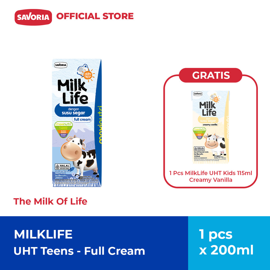 

MilkLife UHT Teens Full Cream Milk 200ml + MilkLife UHT Kids Creamy Vanilla Milk 115ml