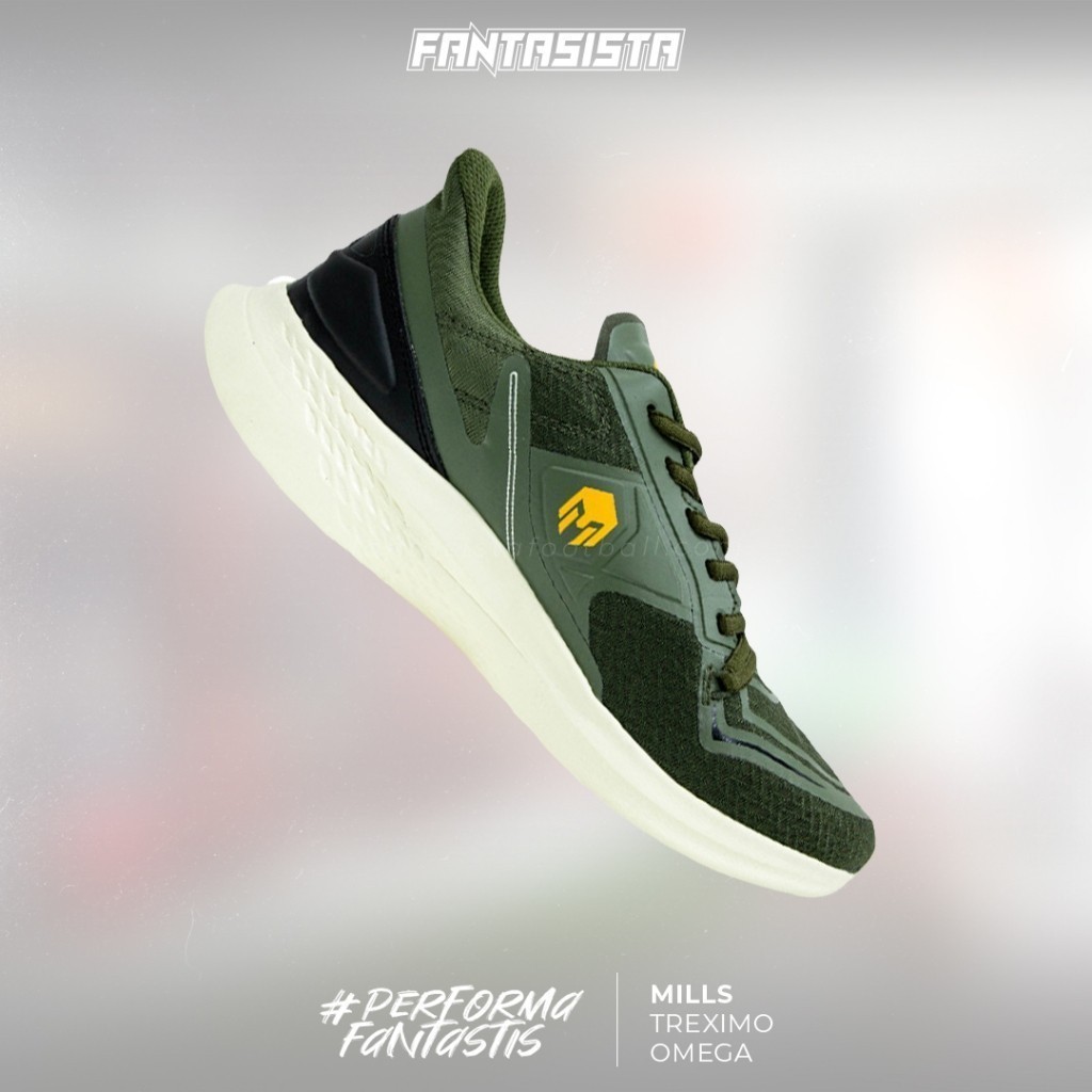 Sepatu Olahraga Running Shoes - MILLS - TREXIMO OMEGA - Olive / Off White - 9100111