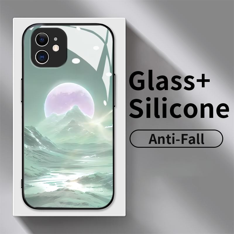 Kaca Glass Case For OnePlus Nord N20 SE Soft Case Artistik Sunrise Silikon Casing