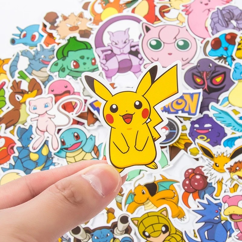 

50/100Pcs Kawaii Pikachu Pokemon Stickers Motorcycle Phone Car Skateboard Laptop Decal Sticker Waterproof Classic Kid Toy