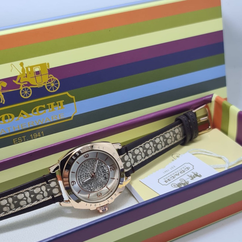 ( BISA COD ) Jam Tangan Wanita COACH Diamond Kulit Jam Tangan Fashion Cewek