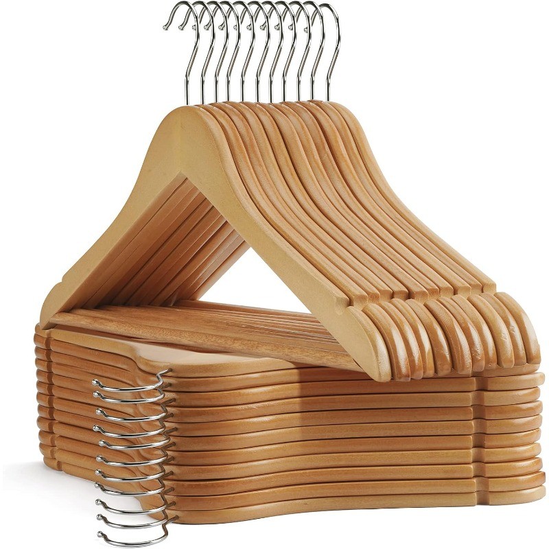 

Wooden Hangers - 30 Pack - Wooden Clothes Hangers,Heavy Duty Wood Hangers with Precisely Cut