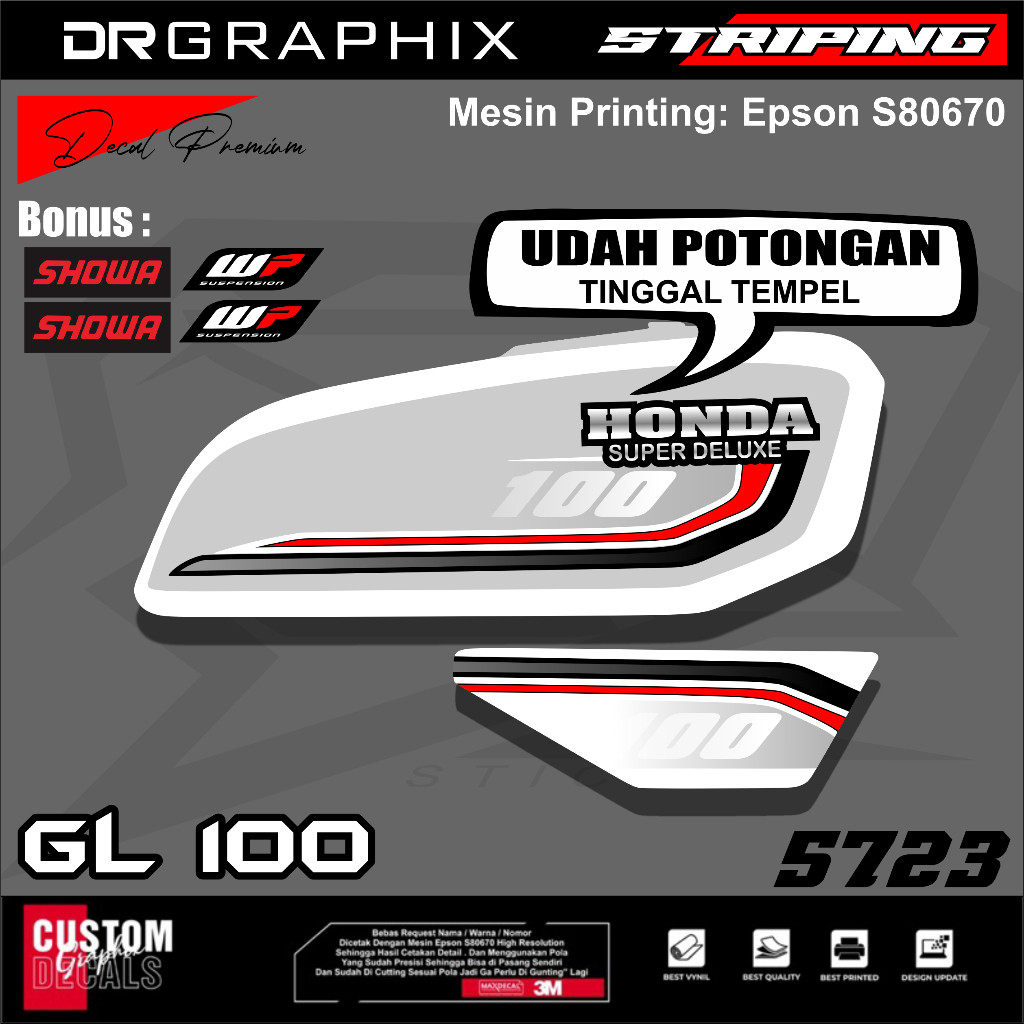 Striping Sticker honda gl 100 gl100 Super Deluxe list body standar berkualitas termurah Fullset
