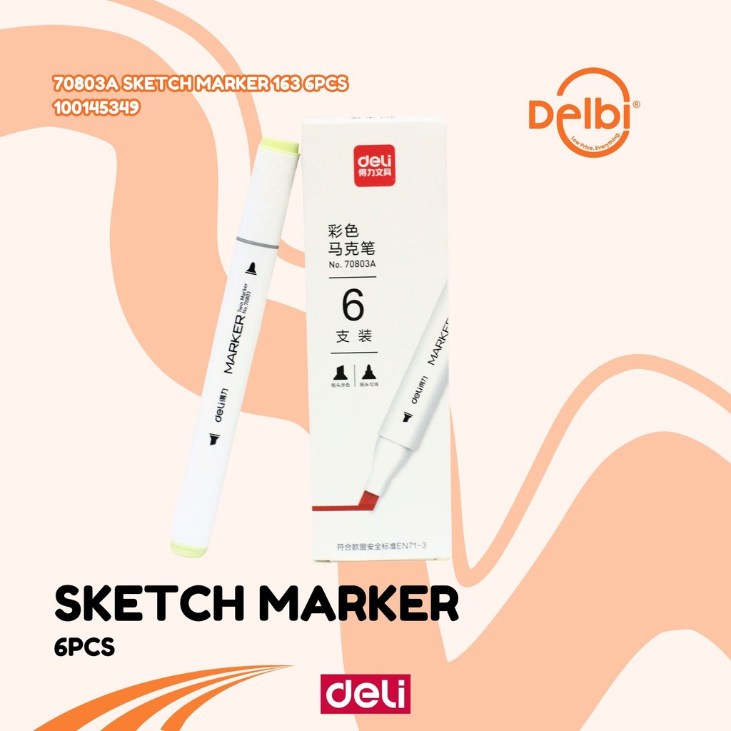 

DELI - SPIDOL SKETCH MARKER / SPIDOL SKETSA 70803A DUAL TIP Sketch Marker 1 6PCS