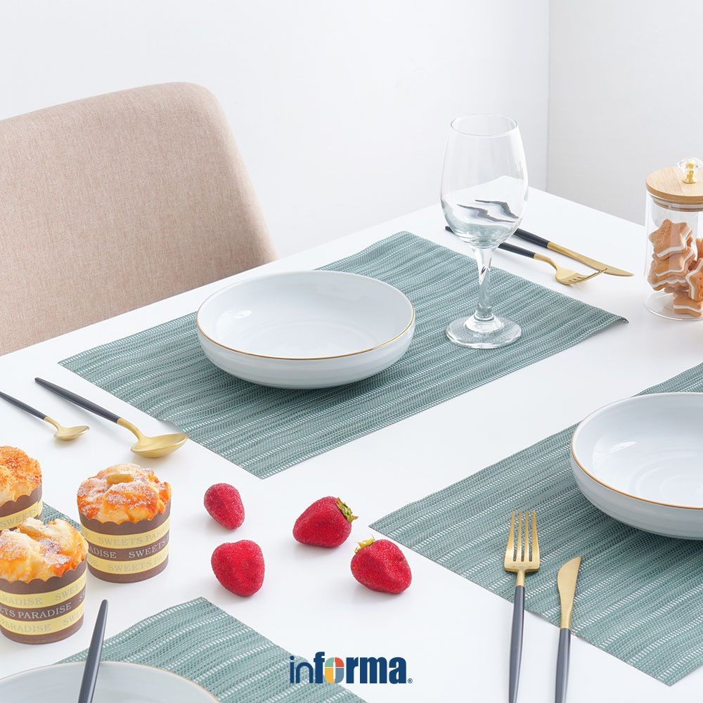 Informa Appetite Set 4 pcs Kano Tatakan Piring Woven - Abu-Abu Plate Mat Alas Piring Gelas Meja Maka