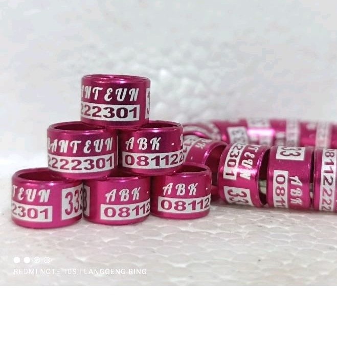 RING BURUNG MURAI/LOVEBIRD/PERKUTUT/MERPATI/KENARI premium variasi blok winner  NAMA SENDIRI