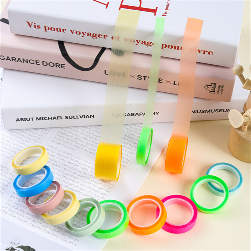 

Candy Color Note Tape 5 Roll 5 Colors Stickers Transparent Fluorescent Index Tabs Sticky Note Stationery School Office Supplies