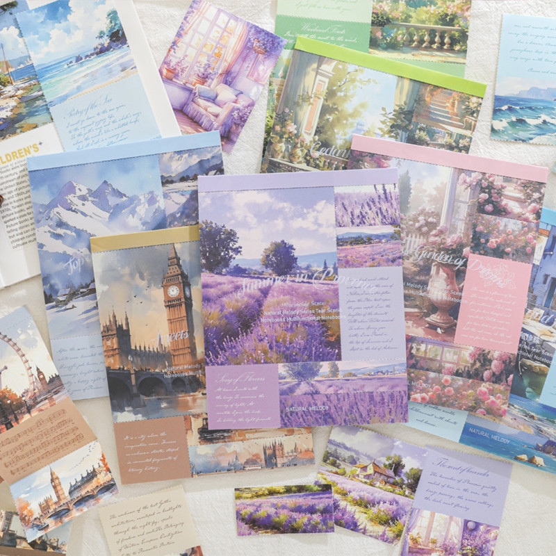 

Mr. Paper 6Style 40Pcs/bag Natural Melody Series Landscape Theme Tearable Sticky Note Book DIY Memo Notebook Study