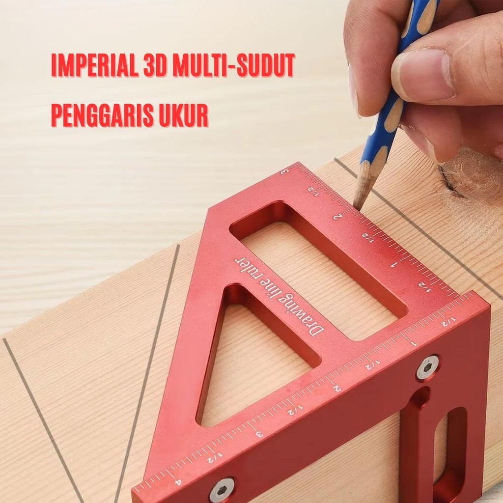 

Penggaris Kayu Sudut Siku 45 90 Derajat Metrik Skala Multifungsi Pertukangan Multi Angle Aluminium