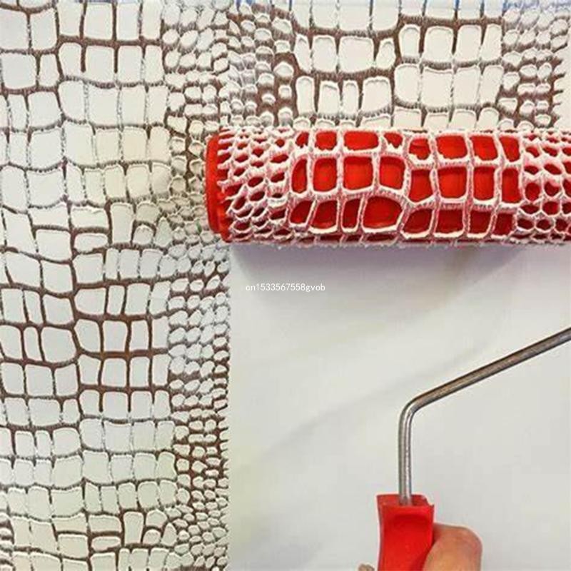 

7" DIY Patterned Paint Roller Decorative Roller Art Texture Roller with Plastic Handle Crocodile Skin Texture Wood Grain Roller