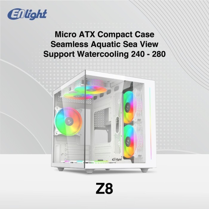 ENLIGHT Z8 - Micro ATX PC Case - Include 3 Fan - White