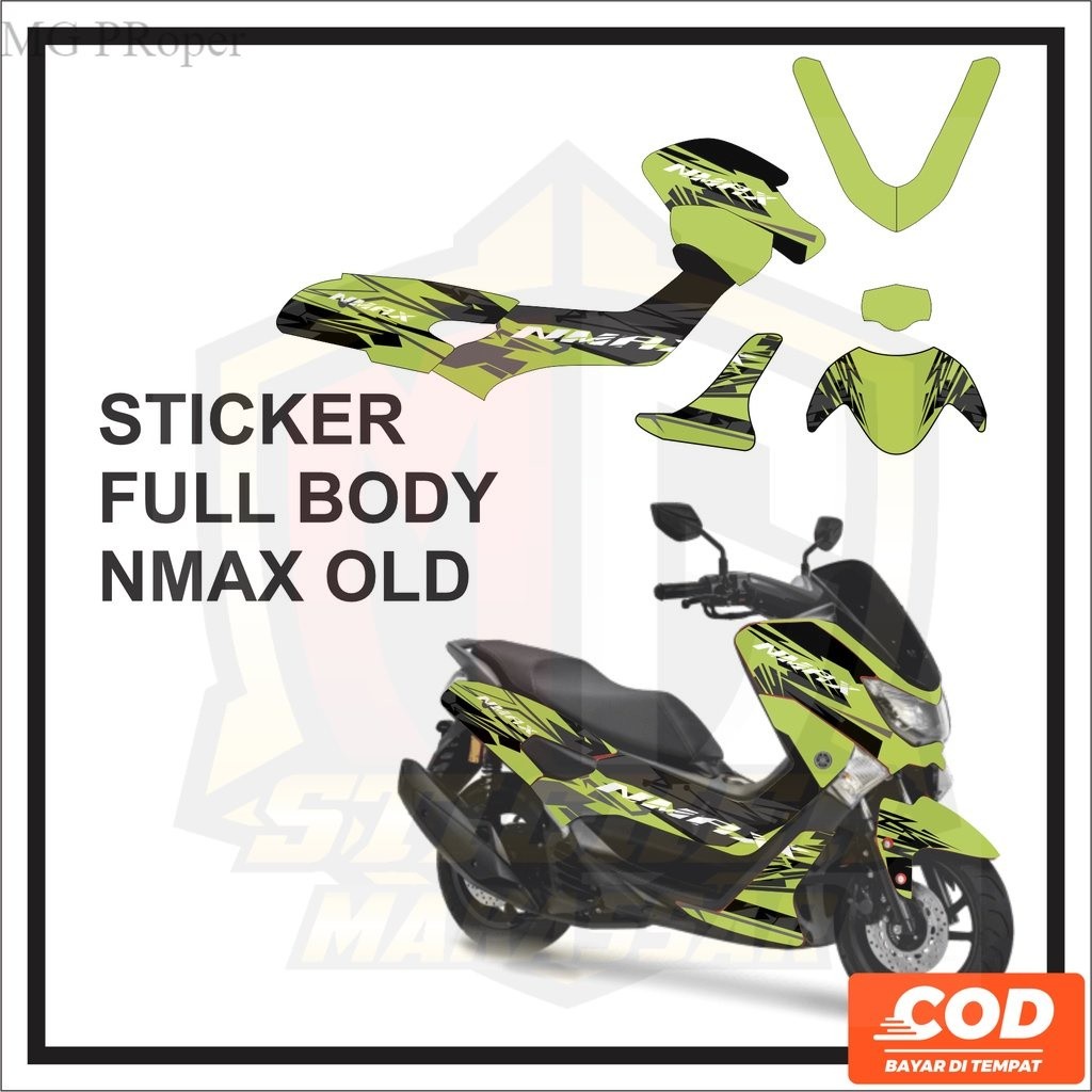 Striping Decal Stiker NMAX OLD Nmax Full Body kap motor Yamaha NMAX Lama Motif Corak Hijau Hitam