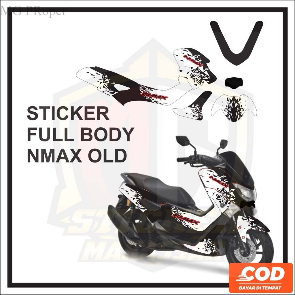 Stiker Striping Decal Yamaha NMAX Old Motif Hitam Putih Variasi  Fullbody