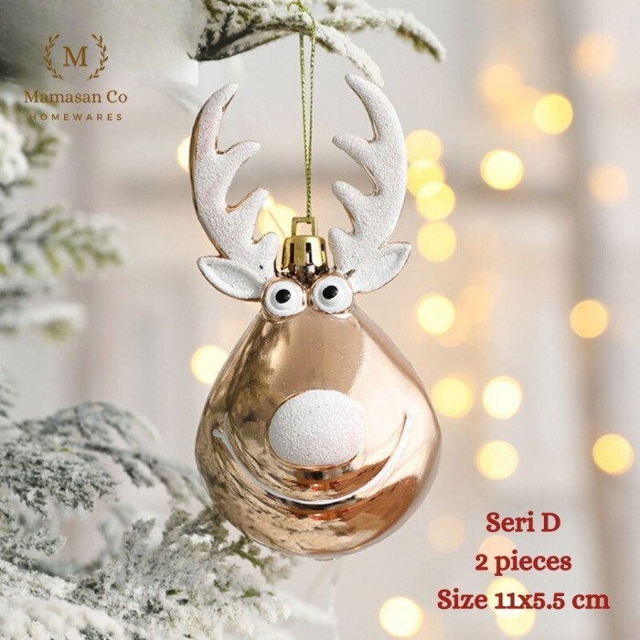 

Christmas 2 Pieces Ball Elk Ornament Decoration | Hiasan Gantung Rusa - Seri D