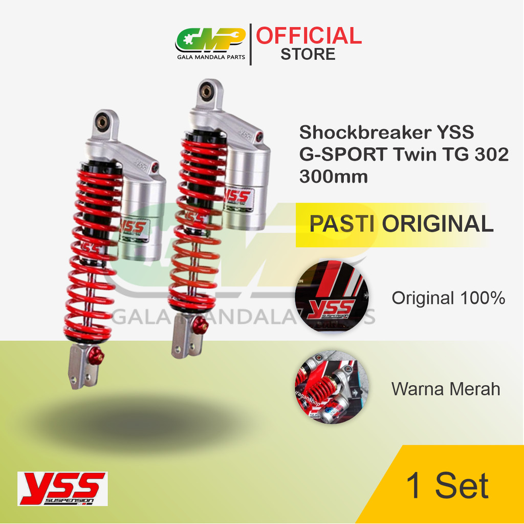 Shockbreaker YSS G-Sport Twin TG302-300TR AEROX (NVX) 155cc 300mm Shock Tabung Atas Motor  Matic
