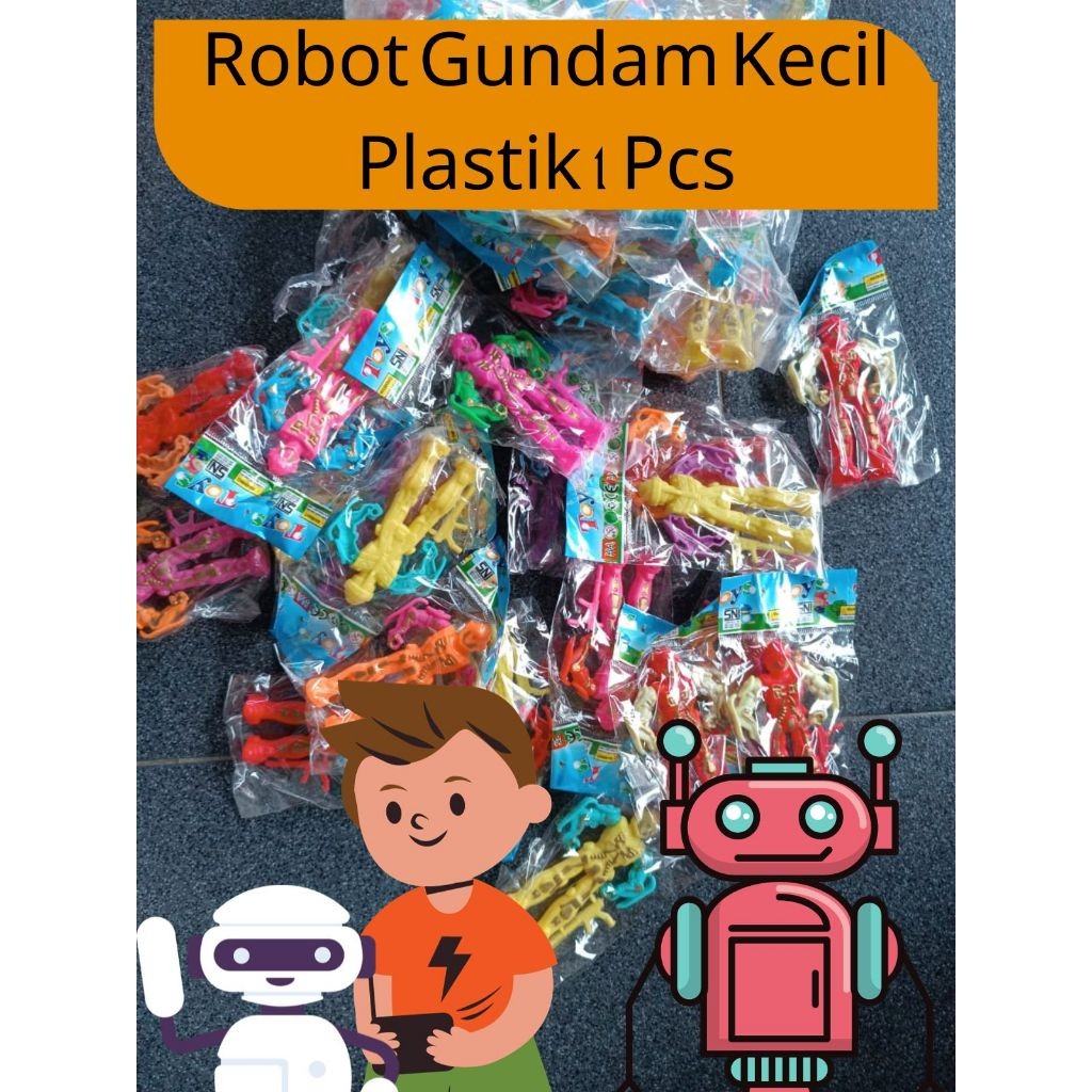 MAINAN ROBOT GUNDAM KECIL PLASTIK WARNA WARNI 1 PC