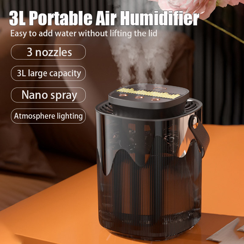

3L Air Humidifier Portable Small Aroma Diffuser 3 Spray Ports Large Capacity usb umidificador Home Essential Oil Cool Mist Maker