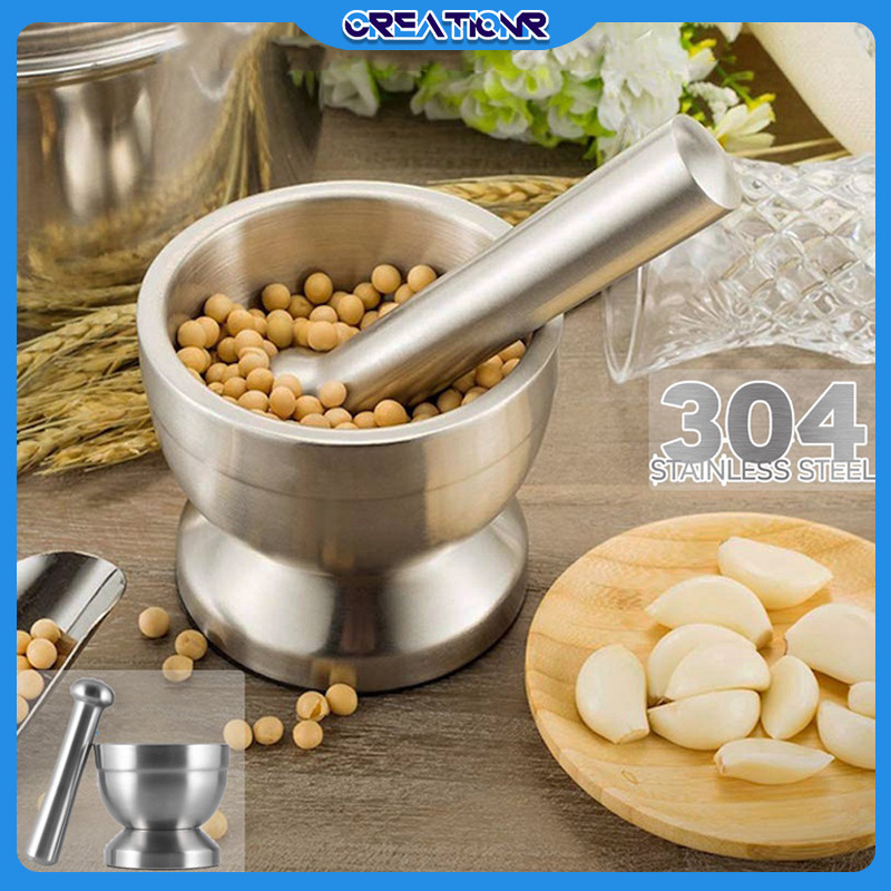 304 Ulekan Stainless Steel/cobek Stainless Steel/cobek Tumbuk/Tumbukan Bumbu Dapur Dengan Tutup