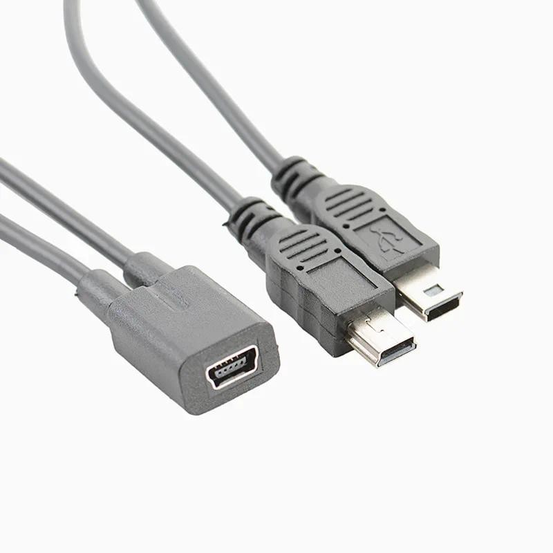 Mini USB 5Pin Female To Mini Usb 5pin Male + Micro USB Male Y Splitter 1 To 2 Converter Charging Cab