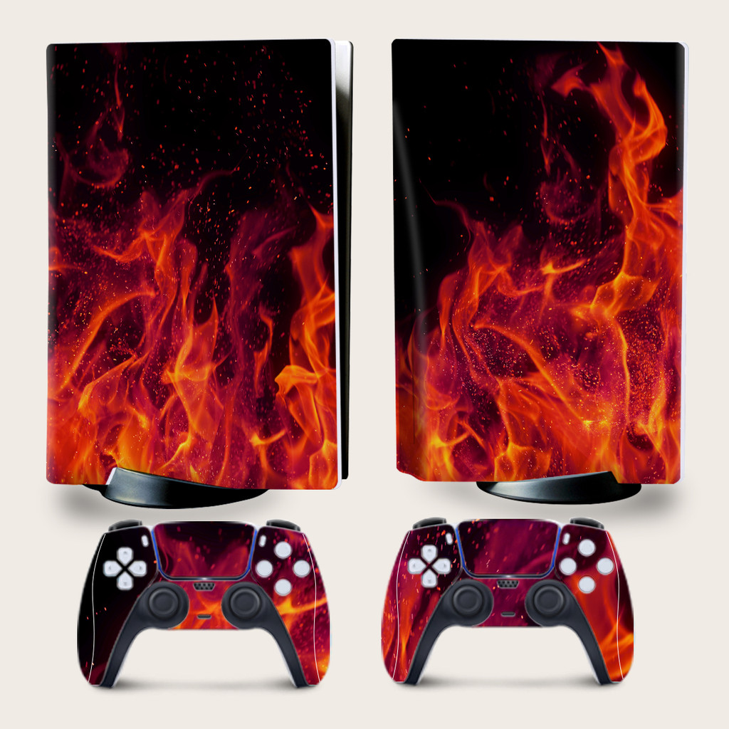 

1 set Sony PS5 Red - Flame Pattern PVC Stickers Stickers act as a scratch-resistant and beautifying agent