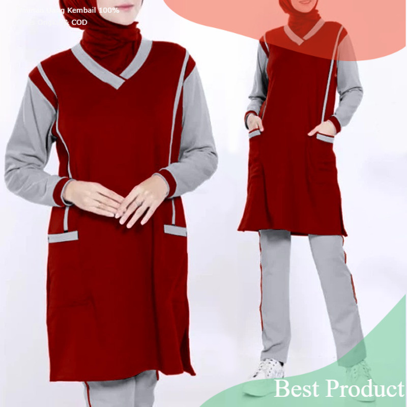 Baju Setelan Tunik Wanita Muslimah Olahraga Senam Zumba Training JUMBO XL XXL 3XL/ running jogging l