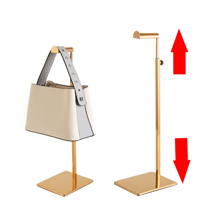 

Clothes Display Supporter Bag Rack Stainless Steel Floor Stand Handbags Scarves Adjustable Displaying Pole