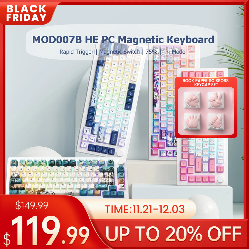 Akko MOD007B HE PC Gaming Keyboard with Magnetic Switch Rapid Trigger 8K 75% RGB USB Type-C/2.4G/Blu