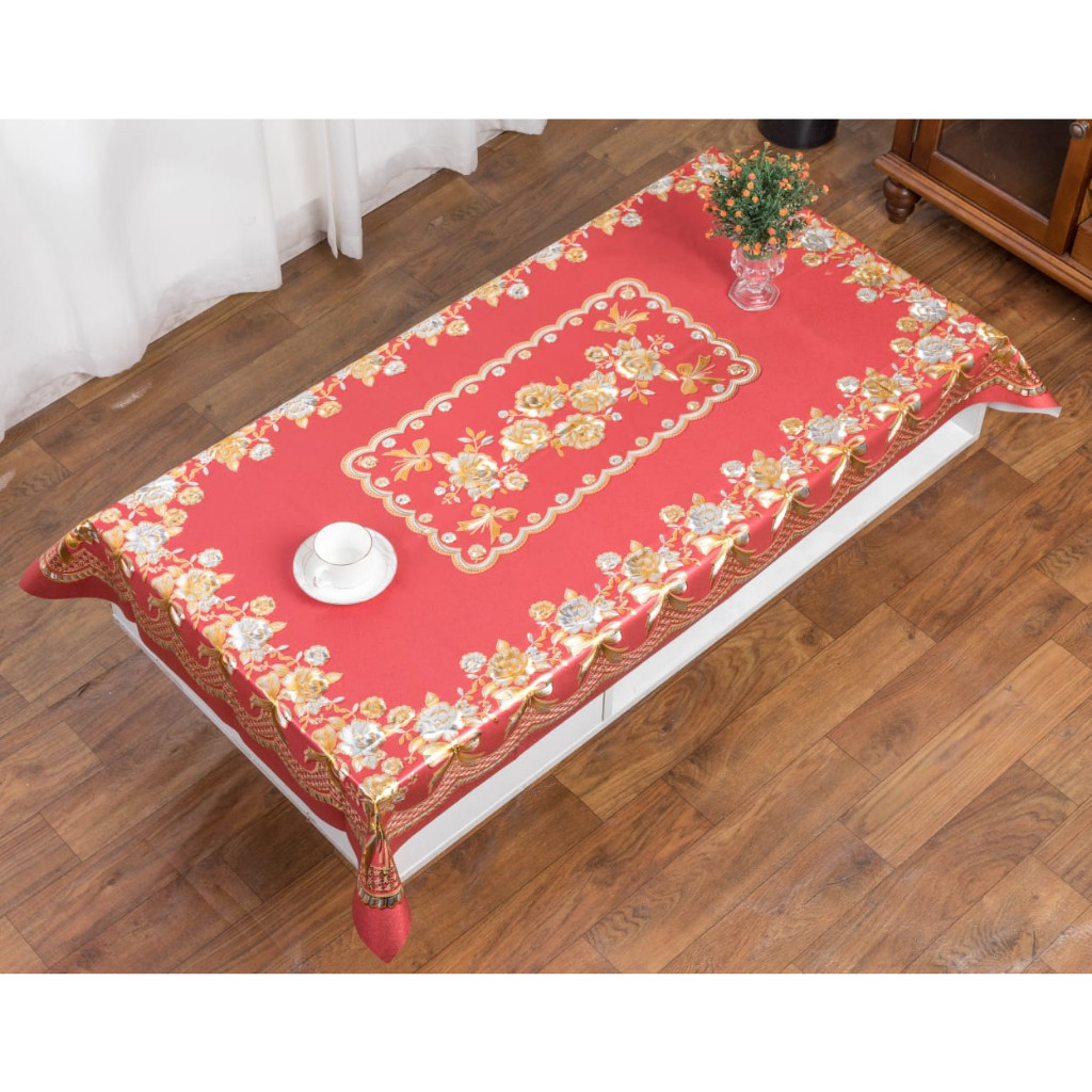 (SerbaSerbi )Alas Meja Motif Bunga Mewah Aesthetic High Qulity / Taplak Meja Ruang Tamu Motif Sultan