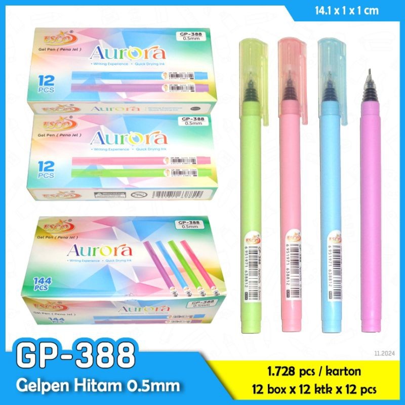 

Pulpen Gel 0,5mm GP-388 AURORA (12pc)