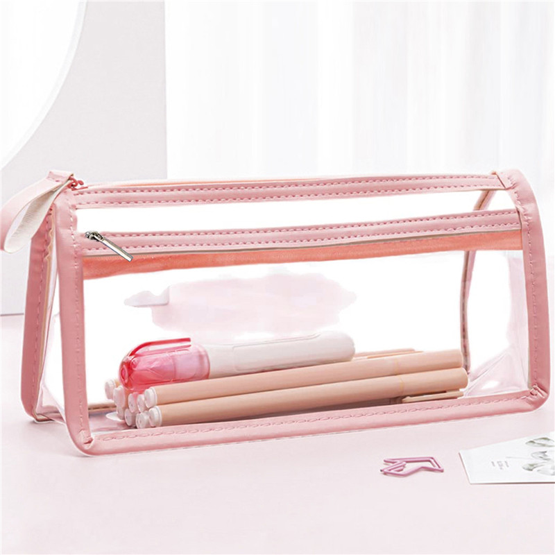 

2024 Multi-functional Storage Bags Pencil Case Transparent with Handle Pen Bags Large Capacity Pouch Office School Home Supplies