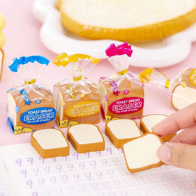 

(MGS) 4 IN 1 PENGHAPUS PENSIL MODEL ROTI TAWAR / ERASER LUCU SET