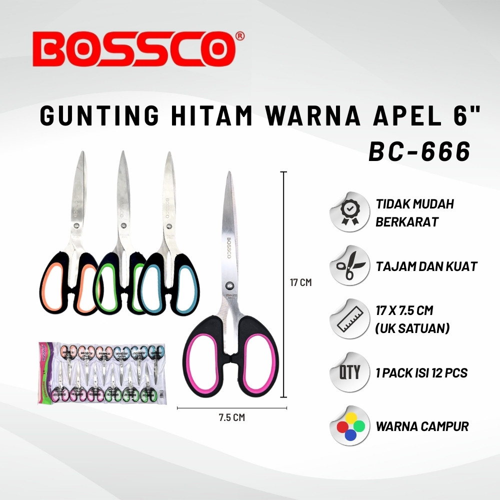 

Gunting Scissors BOSSCO 6.5 inch BC-666 (1 Pcs)