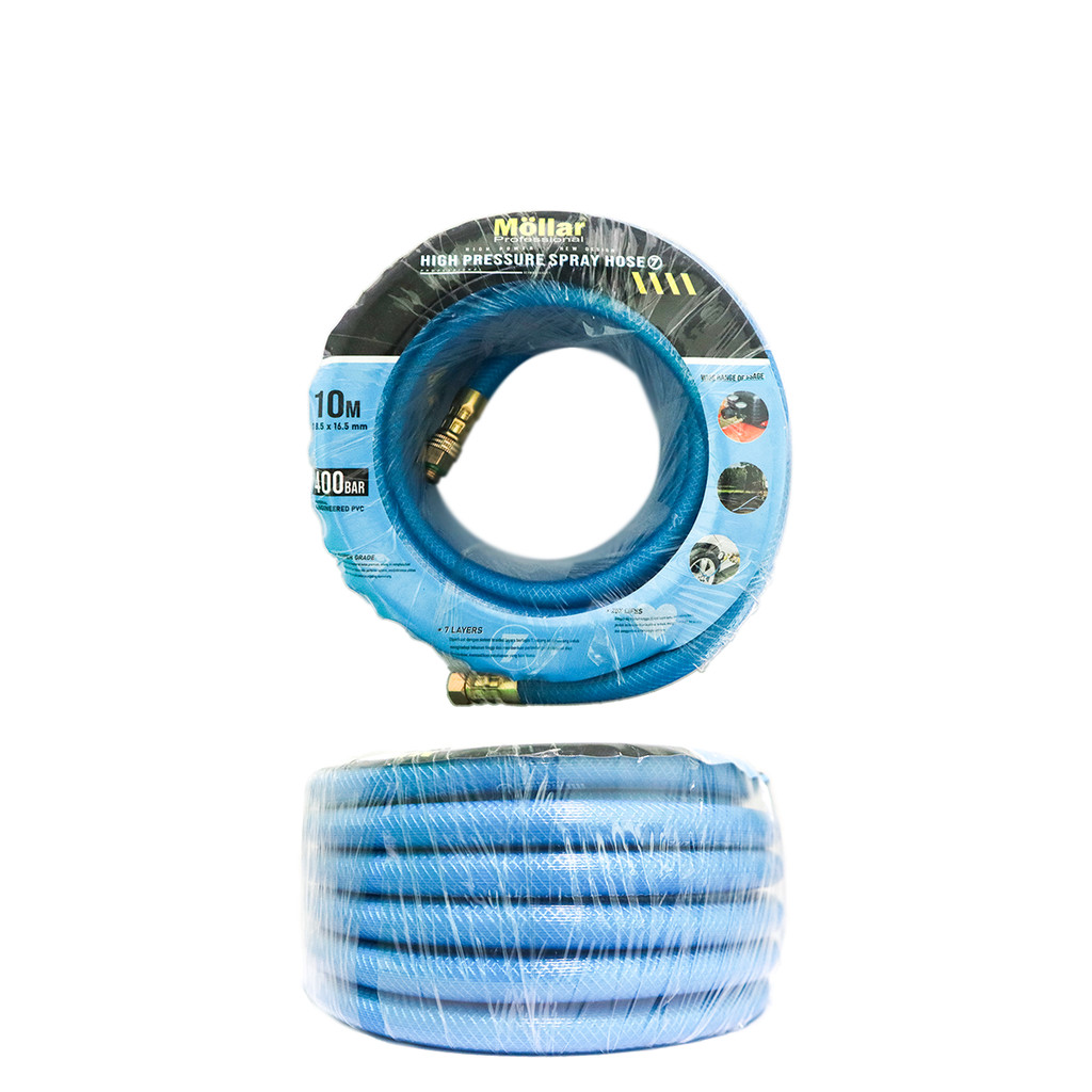 MOLLAR 7 Layers Biru Selang Kompresor Angin Udara 10 Meter Steam Jet Cleaner 400 bar Original
