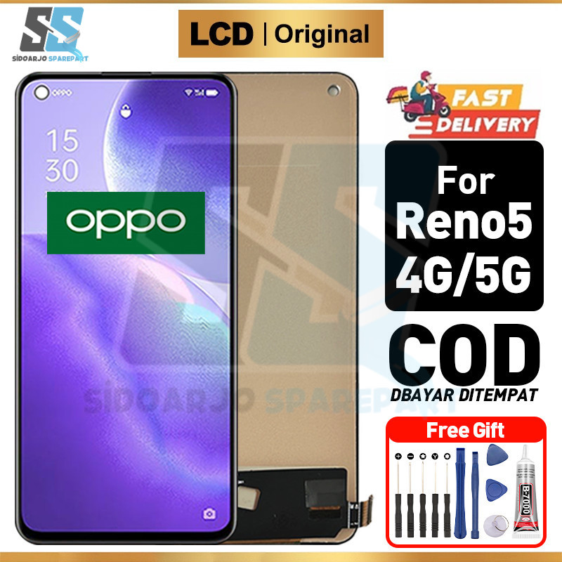 LCD Reno 5 4G Reno5 5G Original Touchscreen Fullset Asli Ori