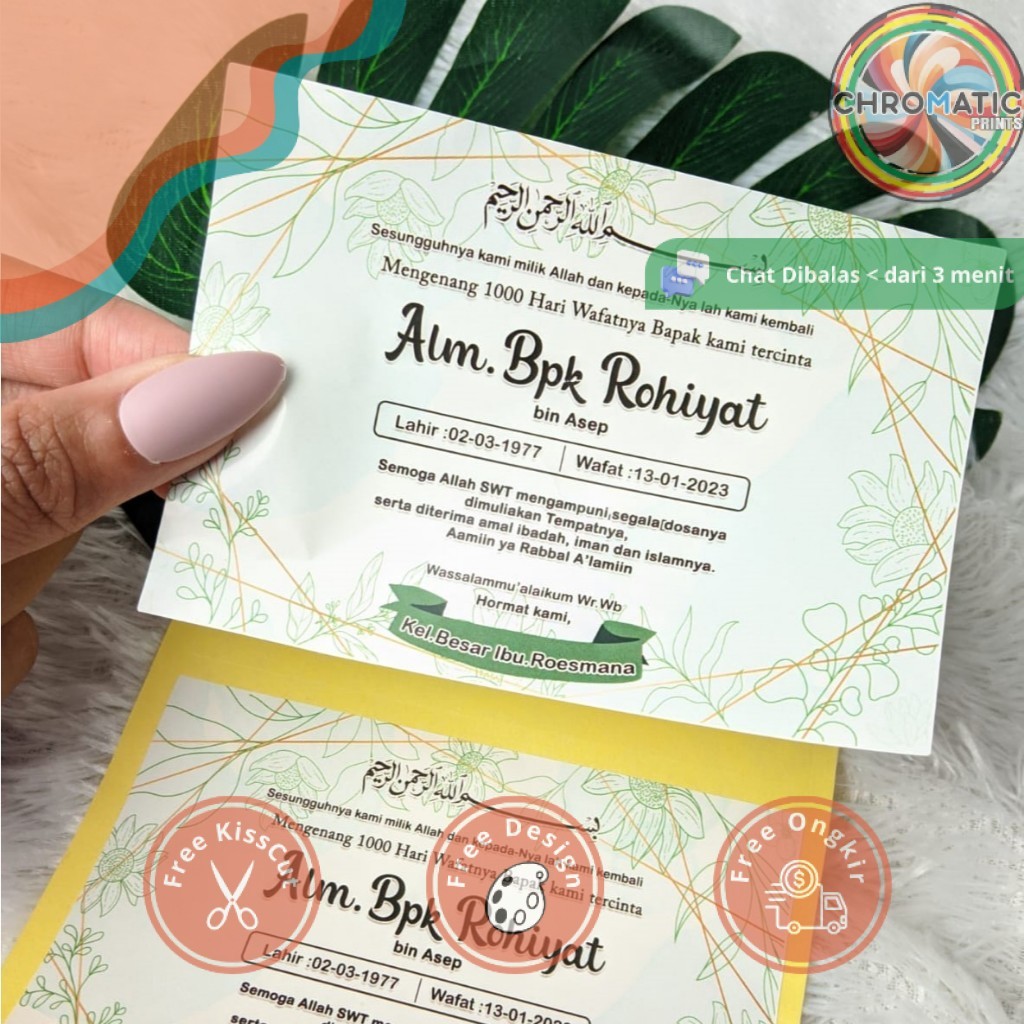 

chromatic Stiker Tahlilan Kartu Wafatnya Persegi Chromo Mengenang 40 100 1000 Hari Sticker Murah