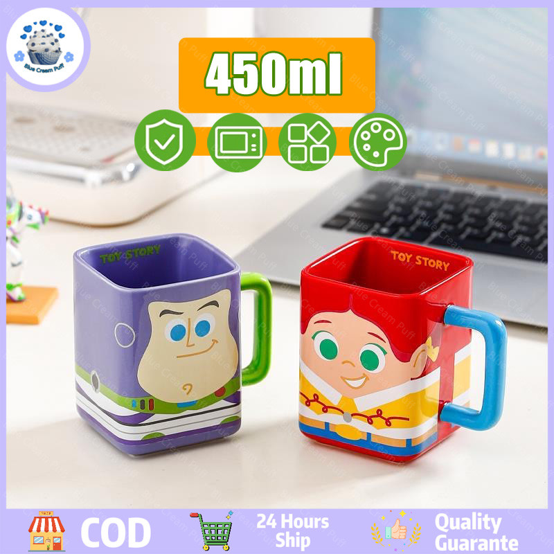 【COD】Mug keramik 450ml / mug unik rumah / cangkir kopi / cangkir minum / cangkir gambar kartun Buzz 
