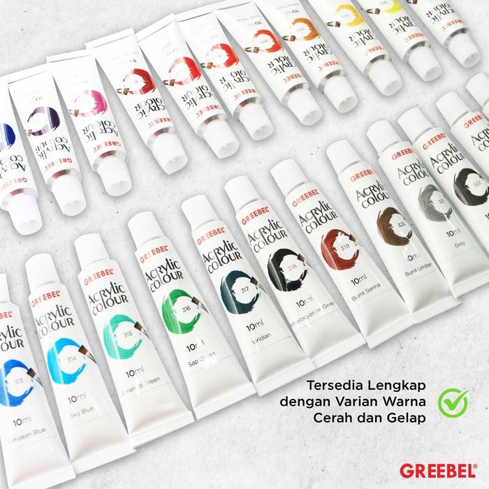 

best -GREEBEL Cat Lukis Akrilik Set 18 Warna / Cat Acrylic Set (18x10ML)