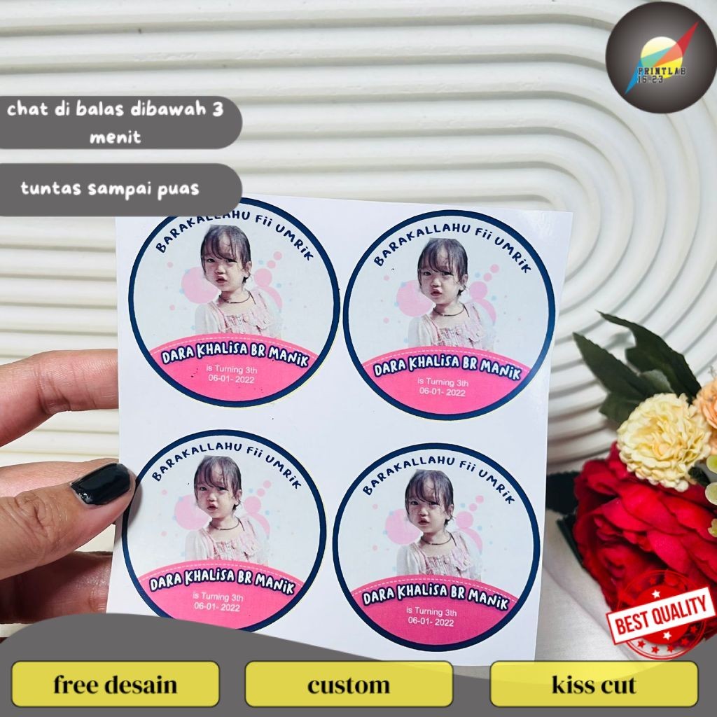 

PrintLab 5-8 Print Stiker Vinyl Ulang Tahun Anak Sticker Label Undangan Happy Birthday Uk.Sedang